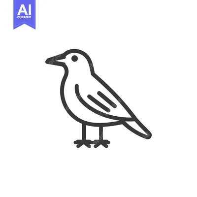 Premium design asset: A simple line drawing representing a small bird standing