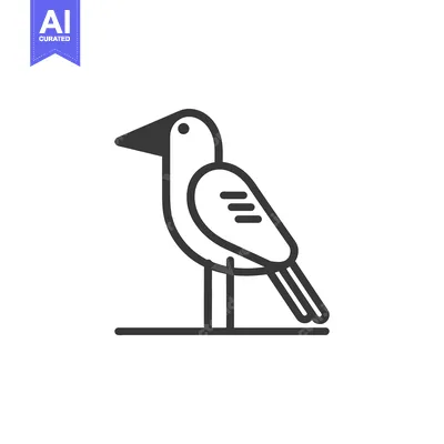 Aset desain premium: A minimalist black and white illustration of a bird profile