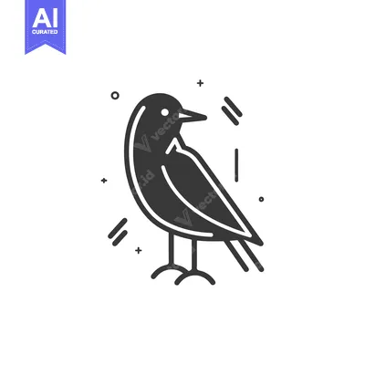 Aset premium populer: A simple monochrome illustration of a small avian creature