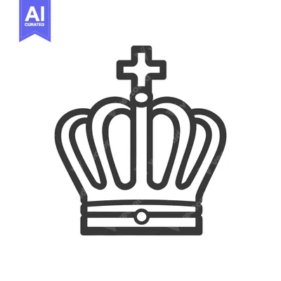 Aset premium populer: A monochrome stylized representation of a regal crown with a cross