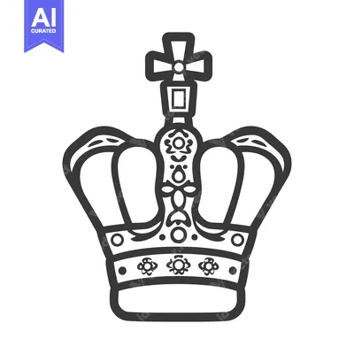 Aset desain premium: A Detailed Black and White Illustration of a Royal Crown