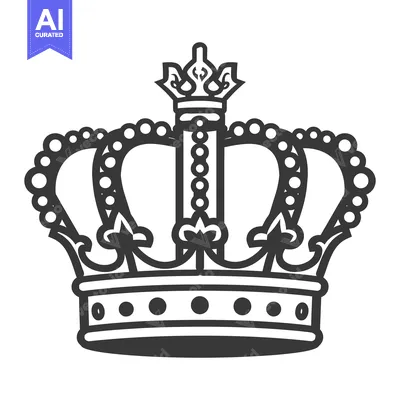 Aset premium populer: A Detailed Black and White Royal Crown Illustration on White Backgroun