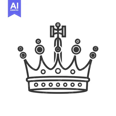 Aset desain premium: A regal black and white crown design shown in an illustration