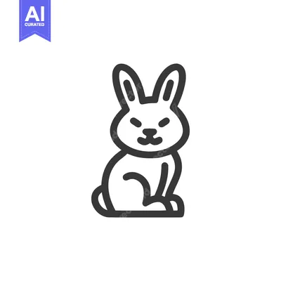 Popular premium asset: Minimalist Angry Rabbit Icon: Bold Outline, White Background, Vector I