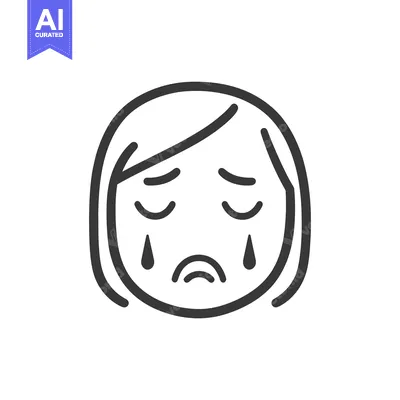 Aset premium populer: A Simple Illustrated Face Showing Sadness and Tears
