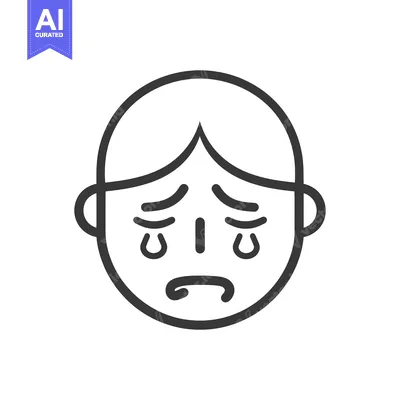 A simple line drawing portraying a sad crying person