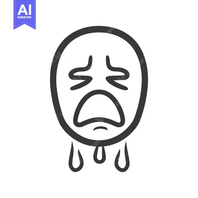 A simple illustration depicting a weeping or crying emotion