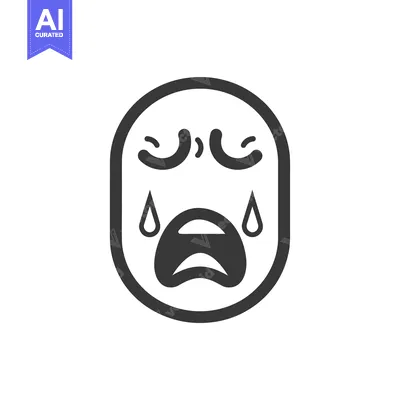 Aset premium populer: An oval shaped crying emoji with closed eyes and tears falling