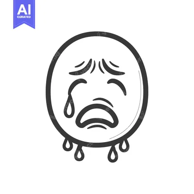 Aset premium populer: A simple cartoon illustration of a sad face crying tears
