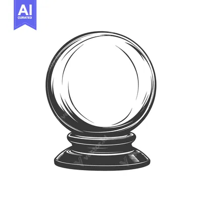An illustrated crystal ball sits atop a simple supportive pedestal