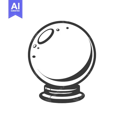 Aset premium populer: A detailed black and white illustration of a crystal ball