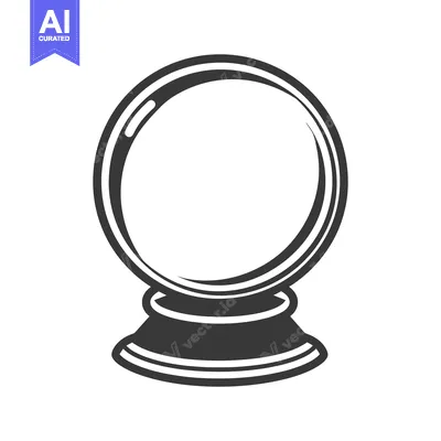 Aset premium populer: A monochrome illustration of a fortune telling crystal sphere