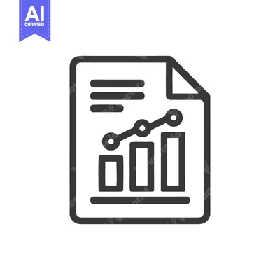 Aset desain premium: Financial Report Icon: Line Graph and Bar Chart on Document