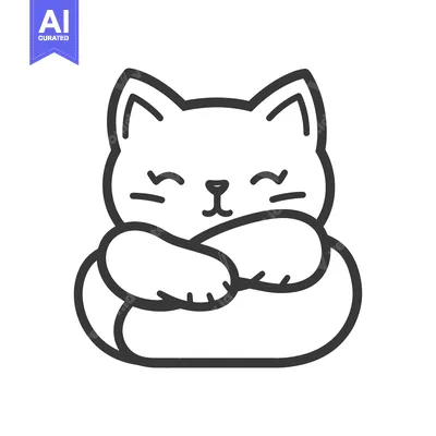 Popular premium asset: A Simple Adorable Cartoon Drawing Depicting a Resting Cat