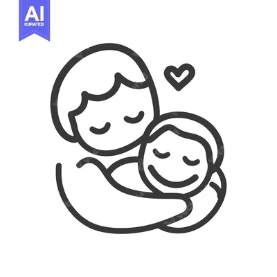 Aset desain premium: A loving mother embracing her child creating a heart shape