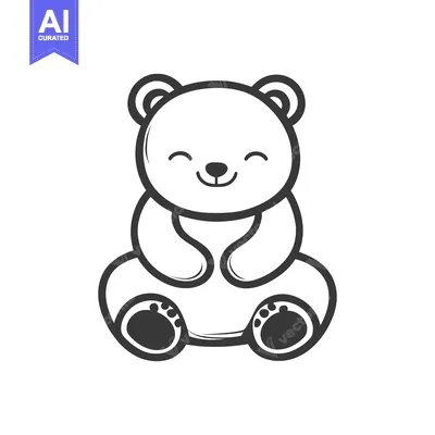 Aset premium populer: A simple and cute cartoon depiction of a happy teddy bear