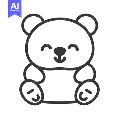 Aset premium populer: A Simple Line Drawn Illustration of a Smiling Teddy Bear