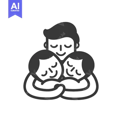 Aset premium populer: Father and children embrace each other in a joyful and loving hug