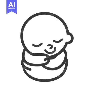 Premium design asset: A stylized illustration showing a sleeping baby in a curled position
