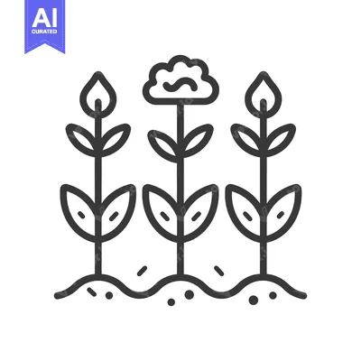 Aset desain premium: Three stylized plants growing from a line of soil