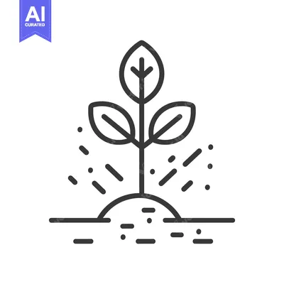 Aset premium populer: A simplified illustration of a growing plant in the earth