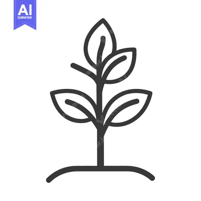 Aset desain premium: A simple line drawing showing a small plant growing upwards