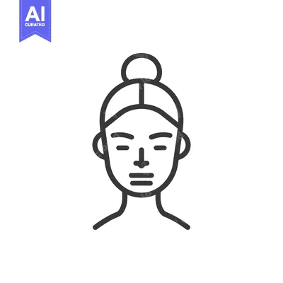 Aset premium populer: Simple illustration of a woman with a hair bun and closed eyes