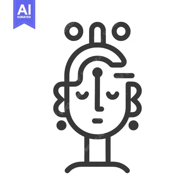 Premium design asset: A minimalist illustration of an elegant stylized female face design