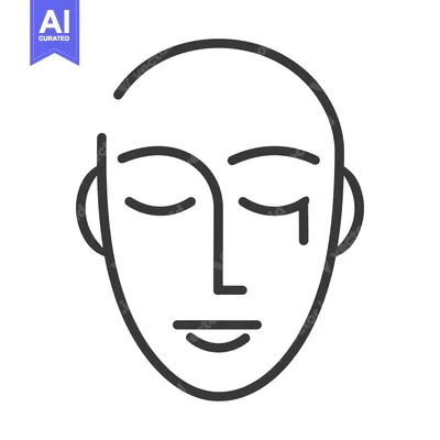 Aset desain premium: A minimalist line drawing of a human face in repose