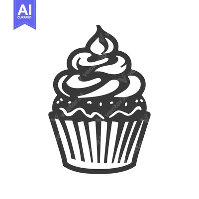 Aset premium populer: A detailed illustration featuring a delicious looking cupcake with fro