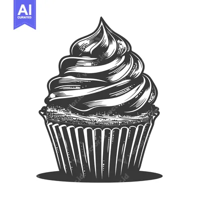 Aset premium populer: Delicious Swirled Frosting Cupcake Delightful Treat