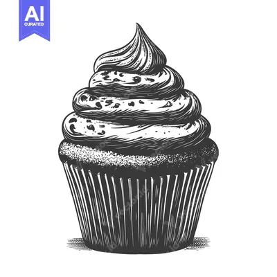Aset desain premium: Delicious Chocolate Chip Cupcake With Swirled Frosting