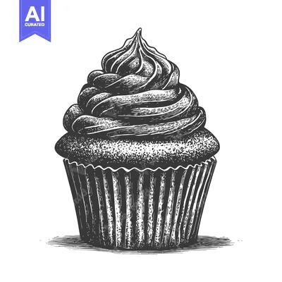 Aset desain premium: Delicious Swirled Cupcake A Sweet Treat Baked Delight