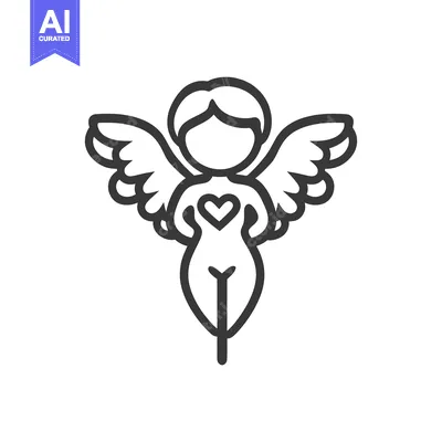Aset premium populer: An illustration featuring a heart adorned angelic winged figure