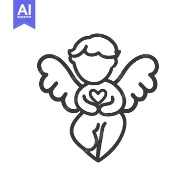 Popular premium asset: An outline drawing of an angel holding a heart shape