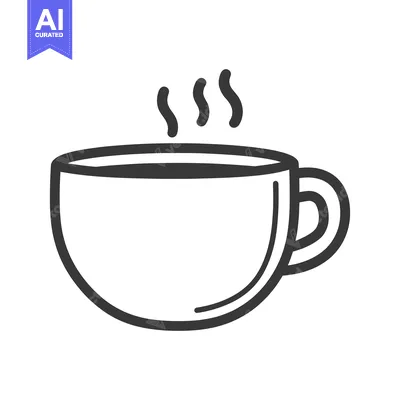 Aset desain premium: A simple illustrated image of a steaming coffee cup