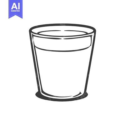 Aset desain premium: A filled transparent glass appears on a bright white background