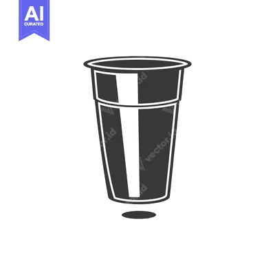 Aset premium populer: An illustration displaying a black and white plastic cup on a white ba