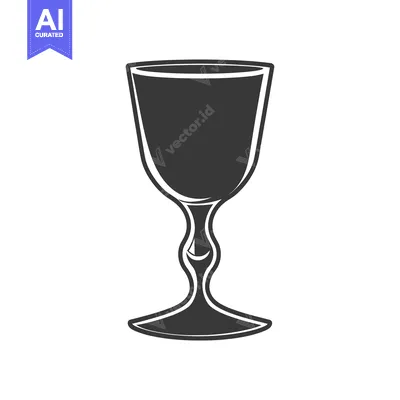 Aset premium populer: A Simple Silhouette Of An Elegant Wine Goblet On White Background