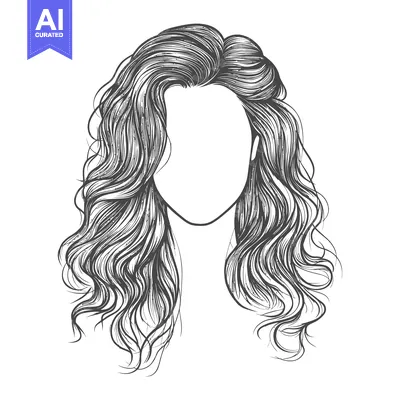 Popular premium asset: A drawing of wavy and flowing long hair style