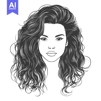Aset premium populer: A graphic illustration portraying a woman with wavy long flowing hair