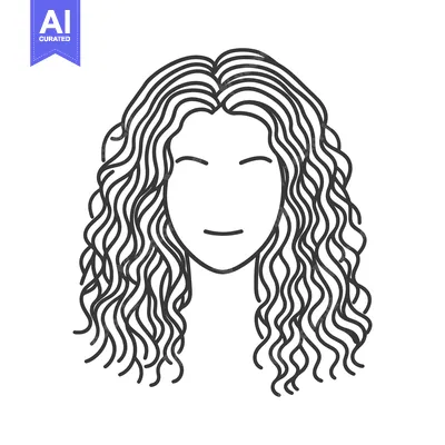 Popular premium asset: A simple outline portrait of a face with wavy hair