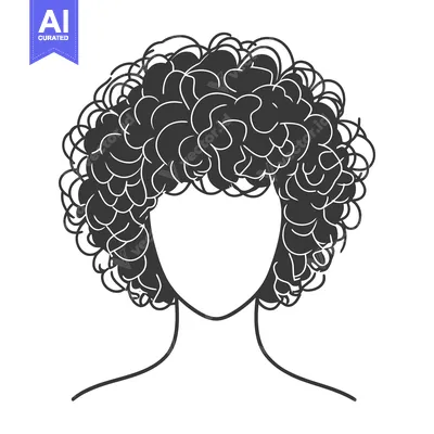 Premium design asset: A stylized illustration of a head with curly afro hair