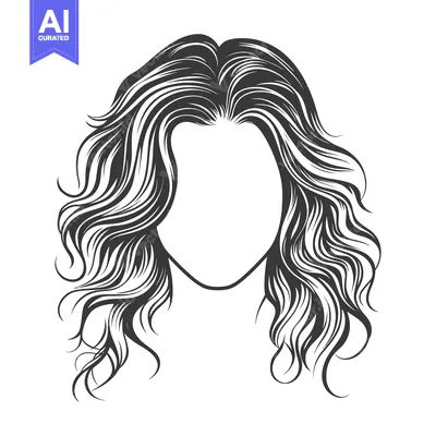 Popular premium asset: A vector illustration displaying flowing wavy hair around a blank face