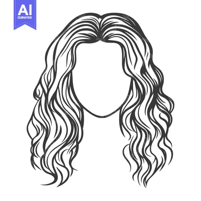 Aset premium populer: Stylized illustration of flowing wavy hair on a blank face