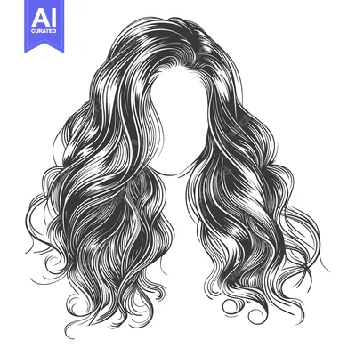 Popular premium asset: An elegant illustration depicting long flowing wavy hair style
