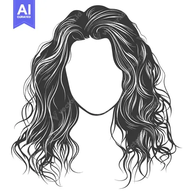 Popular premium asset: An illustration depicts detailed wavy hair around a blank face shape