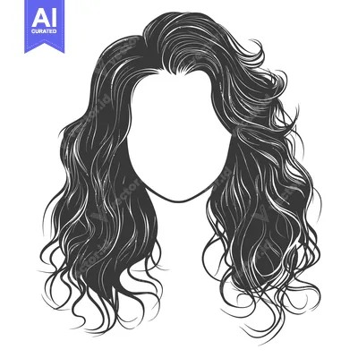 Aset desain premium: An artistic depiction of wavy long hair with no face included