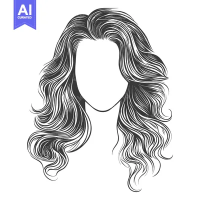Aset premium populer: Illustration depicting wavy dark hair on a female character face