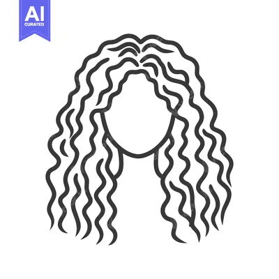 Popular premium asset: Simple vector illustration depicts curly hair flowing around a face